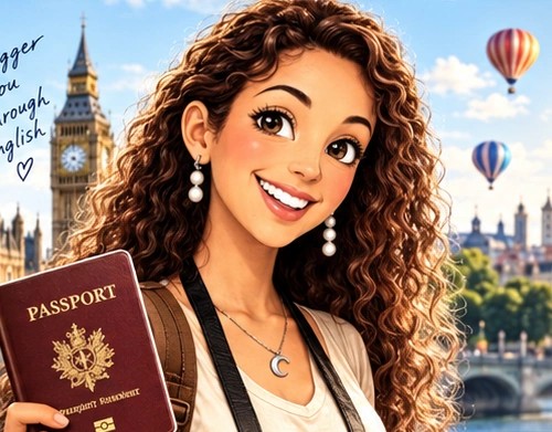 The approved passport illustration, ready for an English adventure.