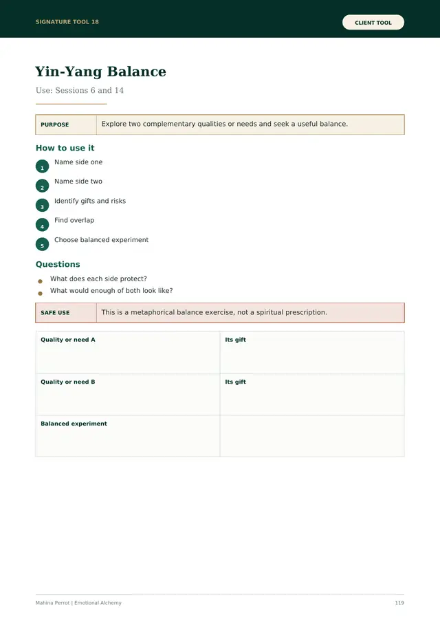 Exemple de page client Équilibre Yin-Yang