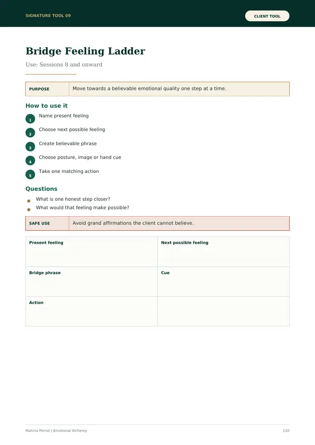 Exemple de page client Échelle vers une émotion possible