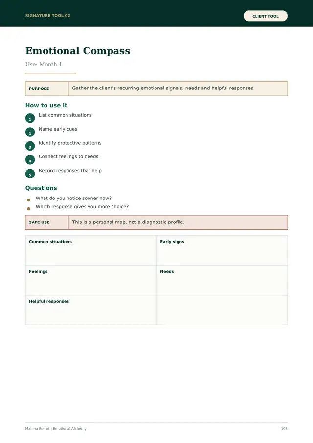 Exemple de page client Boussole émotionnelle